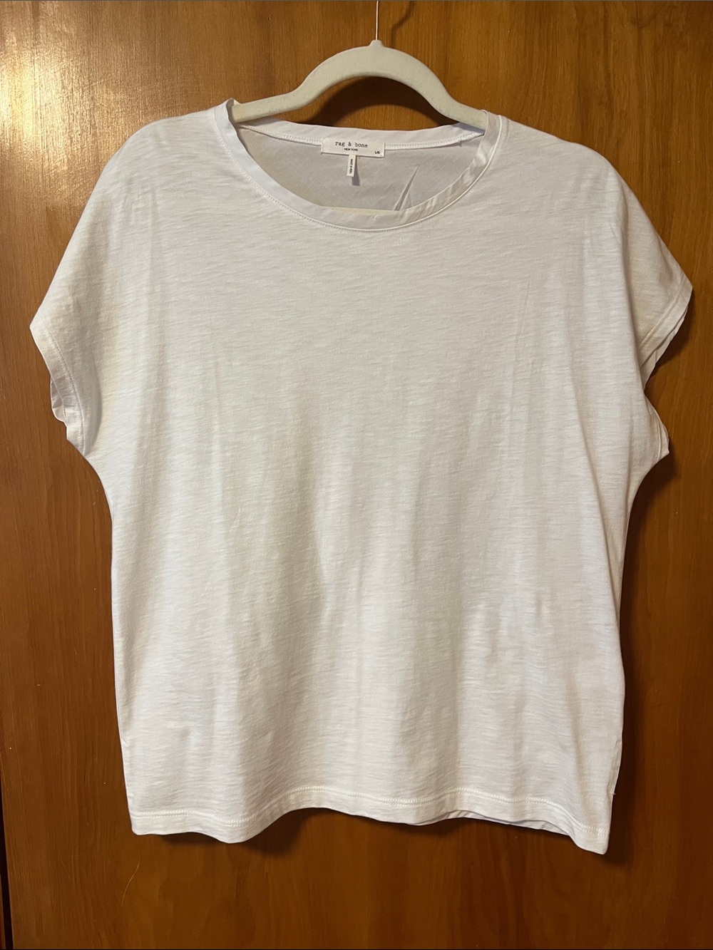 rag & bone White Cotton Short Sleeve Tee Gathered Back, never worn